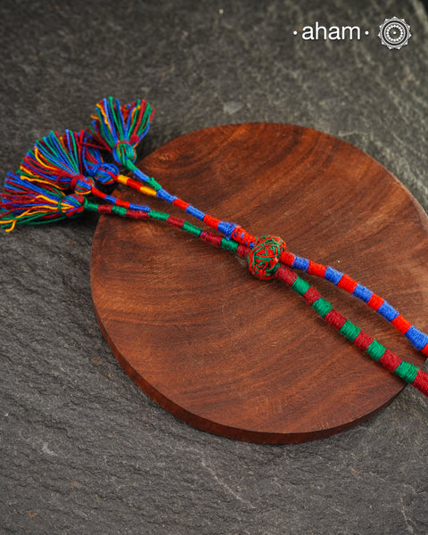 Beautiful handcrafted tribal silver amulet pendant with hanging Ghunroos. Comes with stunning kutchi vintage beadwork that has been restored.