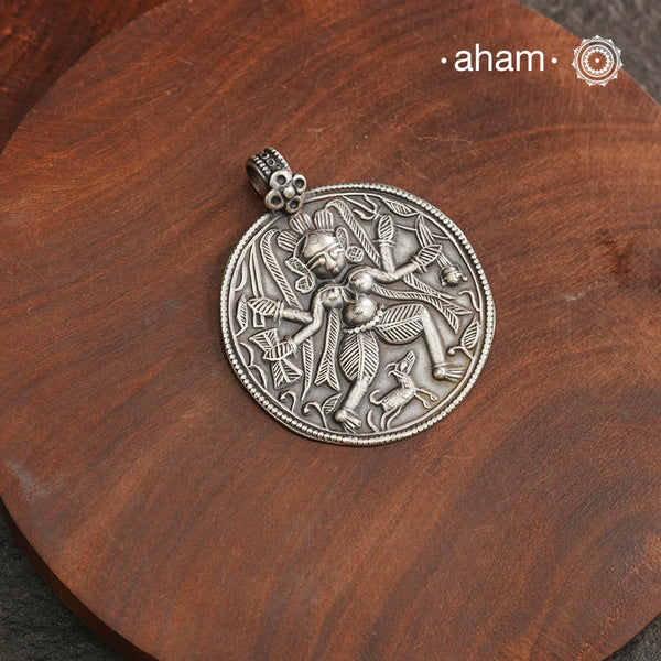 Discover the charm of traditional craftsmanship with our Silver Lord Bhairav Pendant.Expertly crafted using the thapi (stamp die) technique, this pendant reflects the age-old artistry of India’s tribal communities. Known by various names like Kavach, Mandaliya, Patri, and Kathla, amulet pendants have long been cherished as symbols of passive worship—a way to keep your deity, Kuldevta, or Kuldevi close to your heart. 