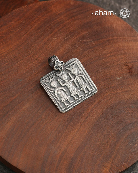 Discover the charm of traditional craftsmanship with our Handmade Ahoi Mata 92.5 Sterling Silver Pendant.Expertly crafted using the thapi (stamp die) technique, this pendant reflects the age-old artistry of India’s tribal communities. Known by various names like Kavach, Mandaliya, Patri, and Kathla, amulet pendants have long been cherished as symbols of passive worship—a way to keep your deity, Kuldevta, or Kuldevi close to your heart. 