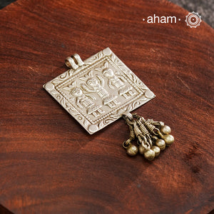 Tribal Silver Ahoi Mata Pendant, a Beautifully handcrafted tribal silver amulet pendant from a bygone area, that bring back memories and stories of that time. Wear it with a long chain or with a black thread, or layer them to create a distinct look. This Amulet reflects a beautiful blend of faith and craftsmanship — a perfect representation of heritage jewellery.