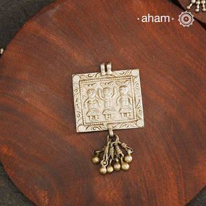 Tribal Silver Ahoi Mata Pendant, a Beautifully handcrafted tribal silver amulet pendant from a bygone area, that bring back memories and stories of that time. Wear it with a long chain or with a black thread, or layer them to create a distinct look. This Amulet reflects a beautiful blend of faith and craftsmanship — a perfect representation of heritage jewellery.