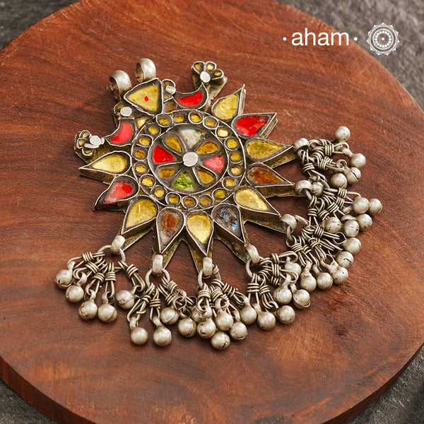 Vintage Glass Silver Pendant