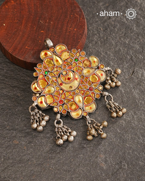 Beautiful handcrafted tribal glass silver pendant from a bygone area, that bring back memories and stories of that time.Wear it with a long chain or with a black thread, or layer them to create a distinct look.