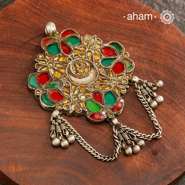 Vintage Glass Silver Pendant