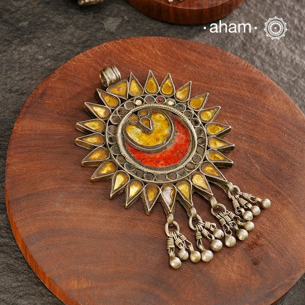 Vintage Glass Silver Pendant