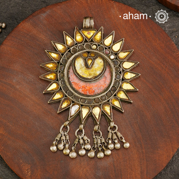 Vintage Glass Silver Pendant