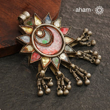 Beautiful handcrafted tribal silver glass pendant from a bygone area, that bring back memories and stories of that time.Wear it with a long chain or with a black thread, or layer them to create a distinct look.