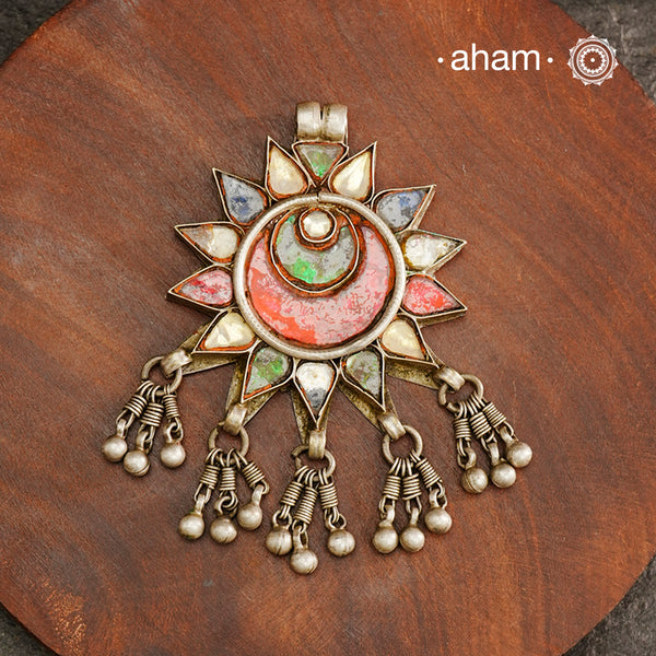 Vintage Glass Silver Pendant
