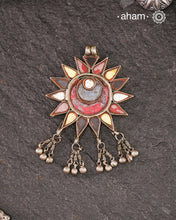 Beautiful handcrafted tribal silver glass pendant from a bygone area, that bring back memories and stories of that time.Wear it with a long chain or with a black thread, or layer them to create a distinct look.