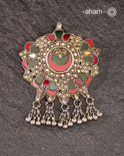 Beautiful handcrafted tribal silver glass pendant from a bygone area, that bring back memories and stories of that time.Wear it with a long chain or with a black thread, or layer them to create a distinct look.