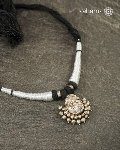 Tribal devi pendant with adjustable cotton thread work