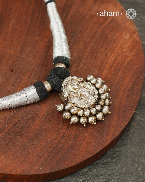 Tribal devi pendant with adjustable cotton thread work