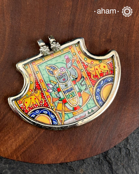 Shreenathji Hand Painted Silver Pendant