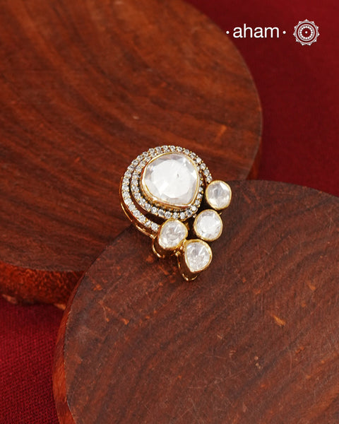 Brilliant moissanites come together in a graceful arrangement to create this elegant pendant. Crafted in 92.5 silver with a rich gold polish, it offers exceptional sparkle and timeless versatility. A beautiful choice for everyday celebrations.