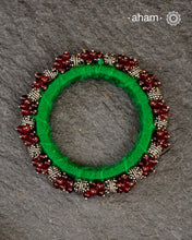 Silver beads and thread work bangle (Size: 2.3)