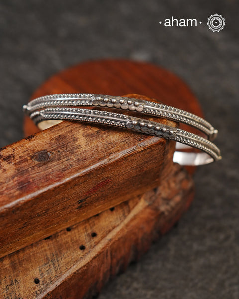 Handcrafted 92.5 Silver Bangles with rava work. Perfect for everyday wear.