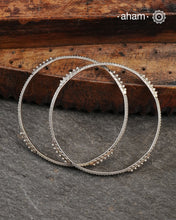 Handcrafted 92.5 Silver Bangles with rava work. Perfect for everyday wear.
