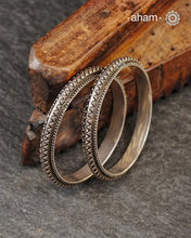 Handcrafted Silver Bangles with rava work
perfect for everyday wear.