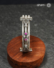 Handcrafted 92.5 silver kada with beautiful tar work and kemp stones embellishments. The price is for one piece kada only.