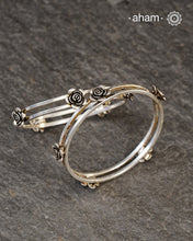 Handcrafted 92.5 sterling silver bangles with roses. 