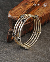Handcrafted 92.5 sterling silver bangles with roses.