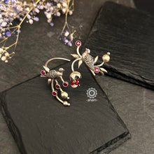 Summer Love adjustable handcuff with  beautiful nesting bird motifs. Handcrafted in silver with cultured pearls highlights. The price is for one piece kada only. 
