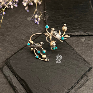 Summer Love adjustable handcuff with  beautiful nesting bird motifs. Handcrafted in silver with cultured pearls highlights. The price is for one piece kada only. 