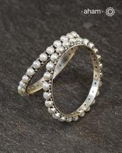 Handcrafted Summer Love bangles in 92.5 sterling silver with Pearls.