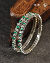 Handcrafted Summer Love bangles in 92.5 sterling silver with kundan stone highlights. Perfect pieces stack them or wear them alone. Goes great with Indian wear.