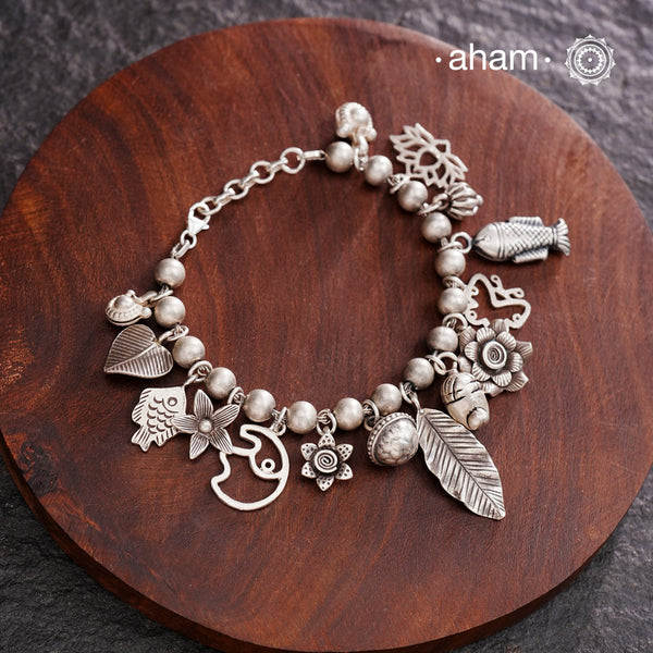 A.M P.M Charm Silver Bracelet