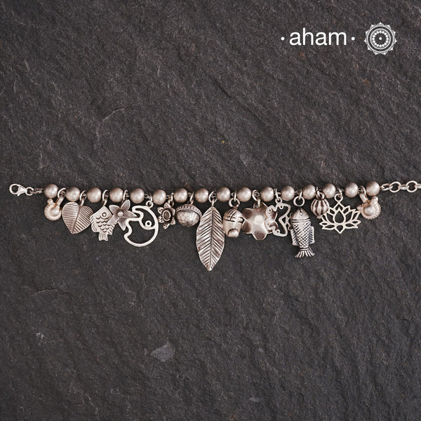 A.M P.M Charm Silver Bracelet