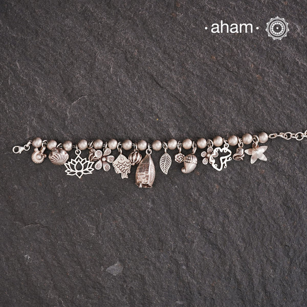 A.M P.M Charm Silver Bracelet