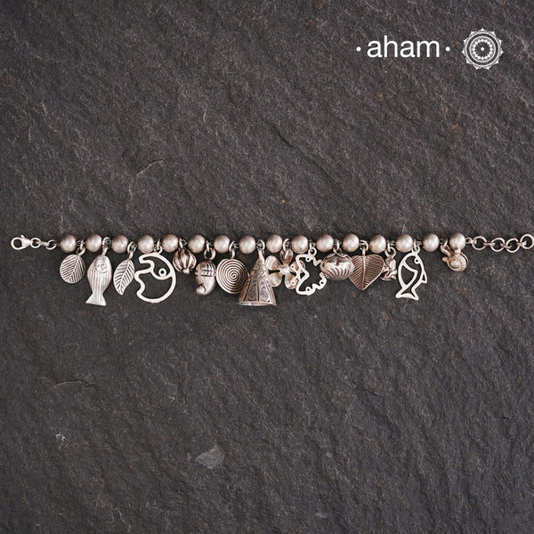 A.M P.M Charm Silver Bracelet