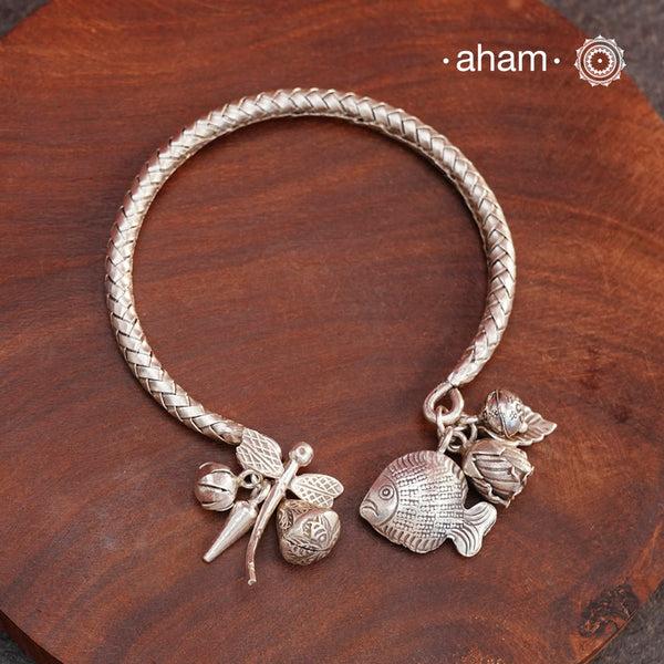 A.M P.M Silver Bracelet with Charms