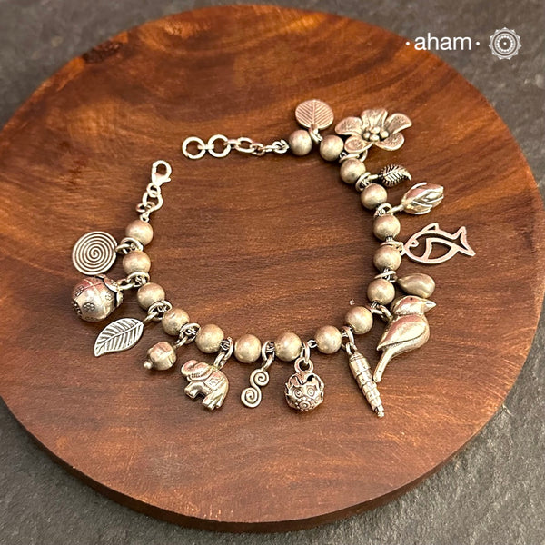 A.M P.M Charm Silver Bracelet