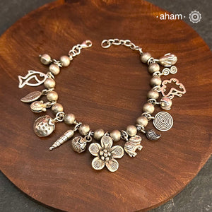 A.M P.M Charm Silver Bracelet