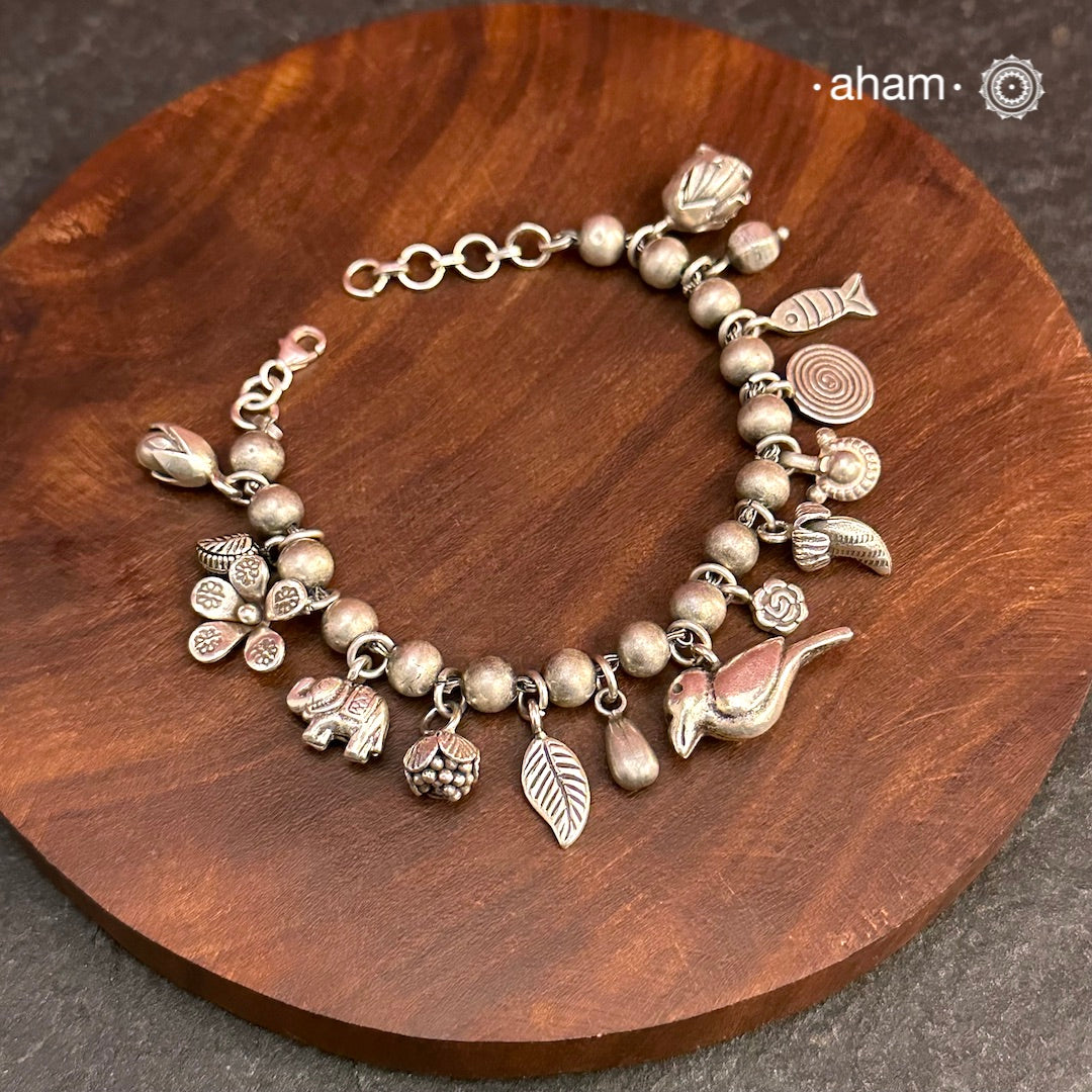 A.M P.M Charm Silver Bracelet