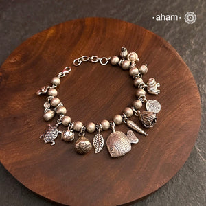 A.M P.M Charm Silver Bracelet