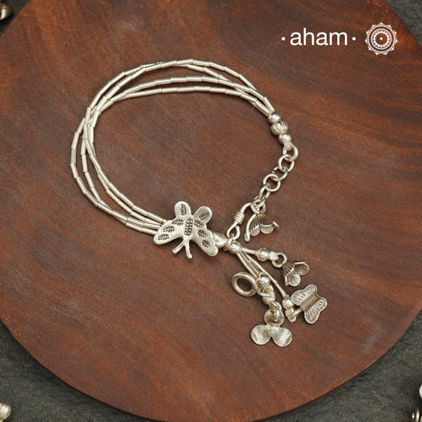 A.M P.M Charm Silver Bracelet