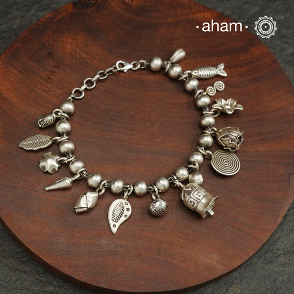 A.M P.M Charm Silver Bracelet