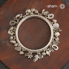A.M P.M Charm Silver Bangle (Size 2.5)