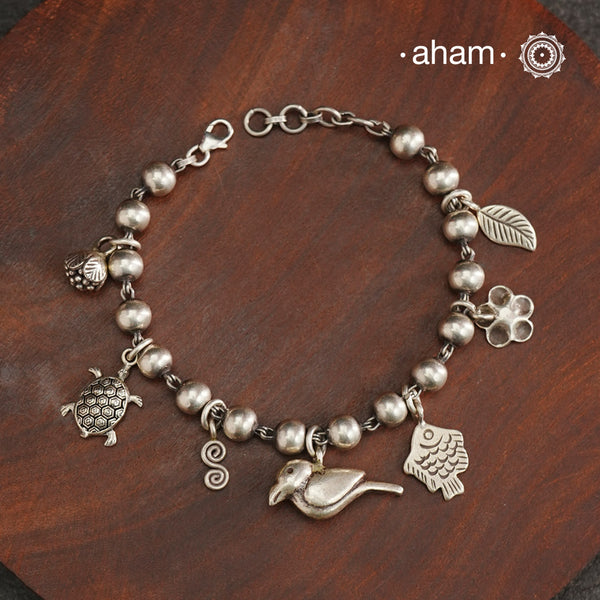 A.M P.M Charm Silver Bracelet
