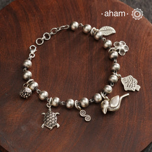 A.M P.M Charm Silver Bracelet