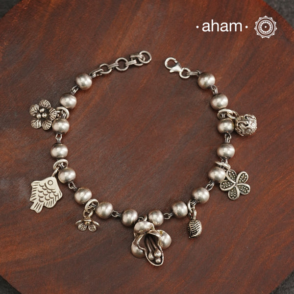 A.M P.M Charm Silver Bracelet