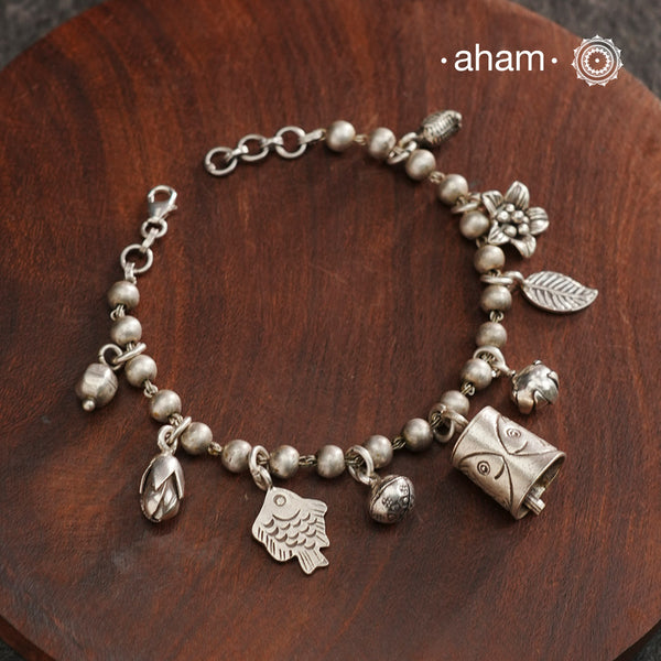 A.M P.M Charm Silver Bracelet