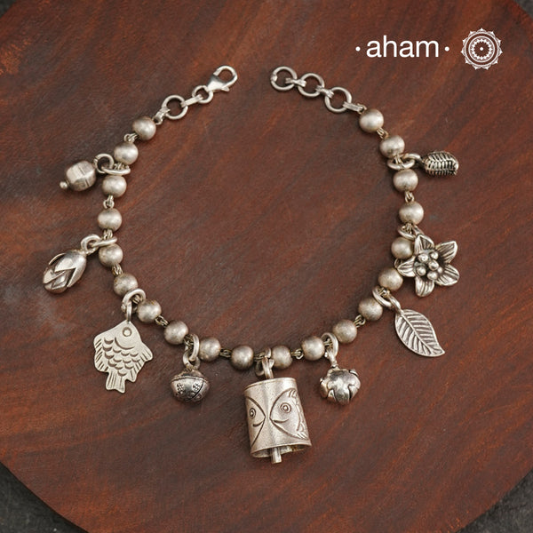 A.M P.M Charm Silver Bracelet