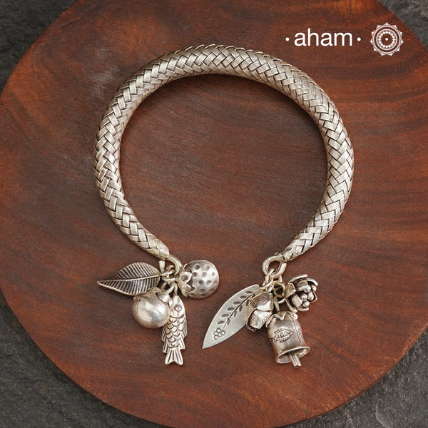 A.M P.M Silver Bracelet with Charms