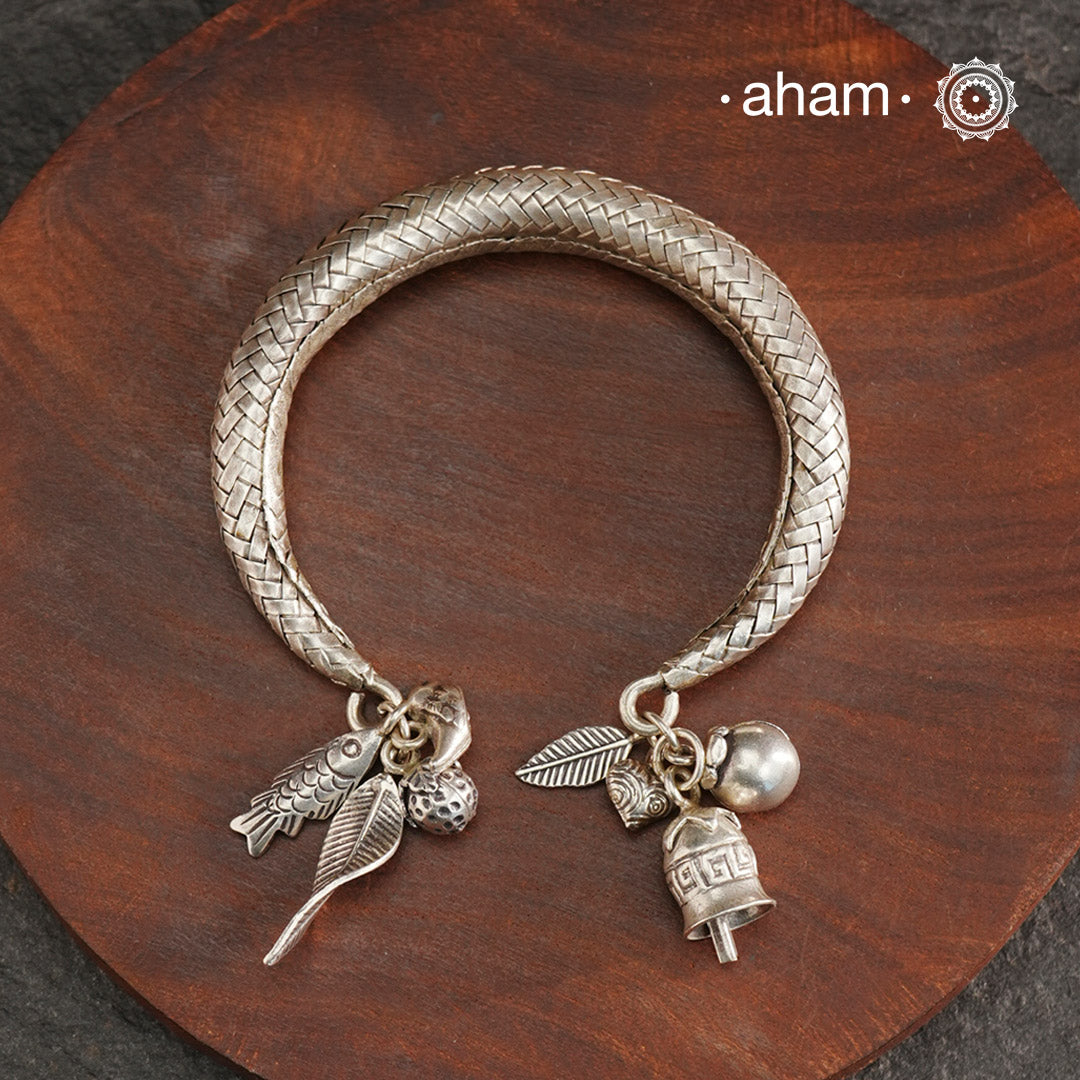 A.M P.M Silver Bracelet with Charms