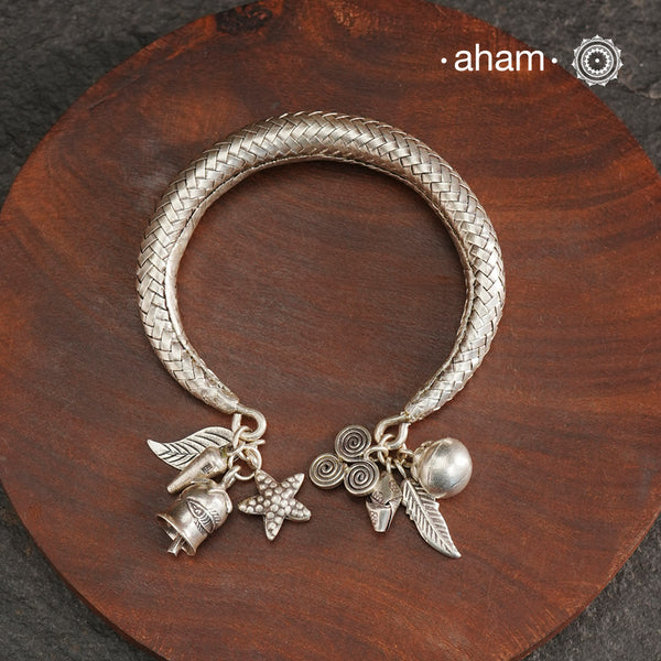 A.M P.M Silver Bracelet with Charms