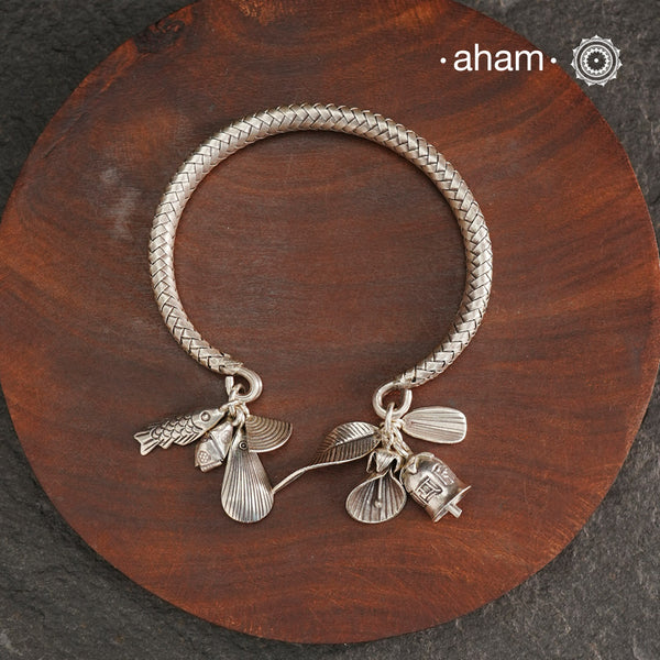 A.M P.M Silver Bracelet with Charms